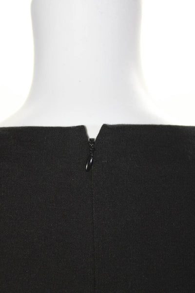 J Crew Womens Wool Blend Round Neck Short Sleeve Zip Up Dress Black Size 0