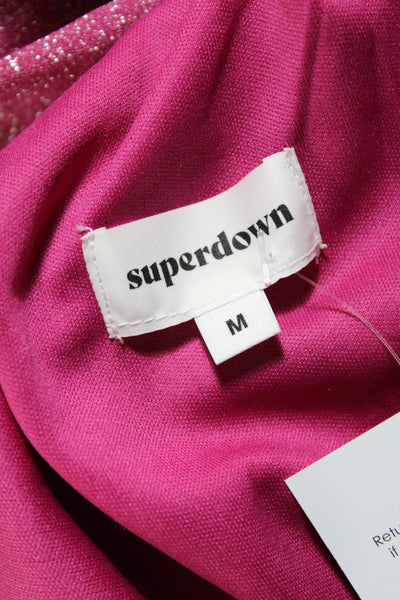 Superdown Womens Glitter Pink One Shoulder Ruched Sleeveless Bodycon Dress SizeM