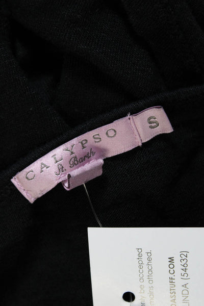 Calypso Saint Barth Women's Cap Sleeve Linen Scoop Neck T-Shirt Black Size S