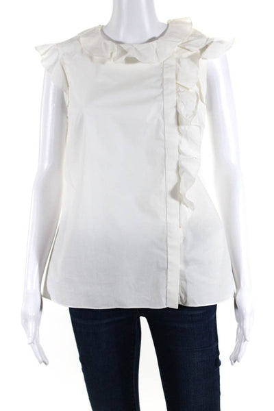 Alice & Trixie Women's Cap Sleeve Button Front Ruffle Blouse White Size XS