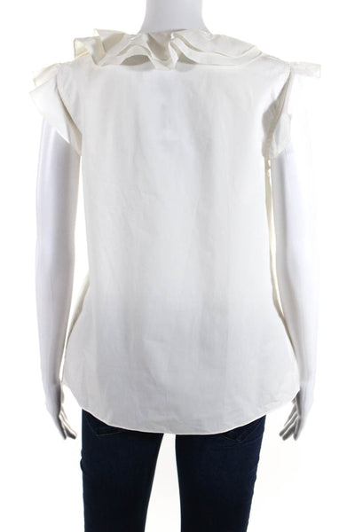 Alice & Trixie Women's Cap Sleeve Button Front Ruffle Blouse White Size XS