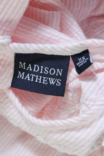 Madison Mathews Women's Floral Embroidered Striped Shift Dress Pink Size XS