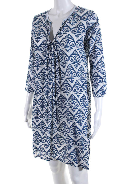 Roberta Roller Rabbit Women's 3/4 Sleeve Abstract Tunic Dress Blue Size XS