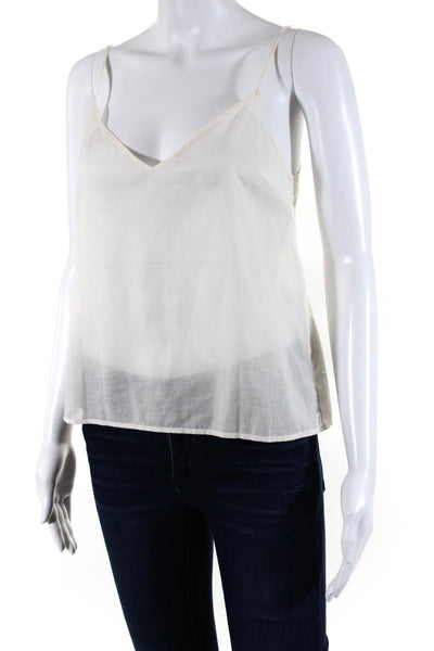 See by Chloe Womens Spaghetti Strap V Neck Tank Top Winter White Size Medium