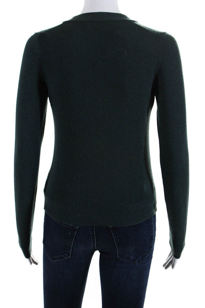 Jil Sander Womens Knit V-Neck Long Sleeve Sweater Top Dark Green Size S