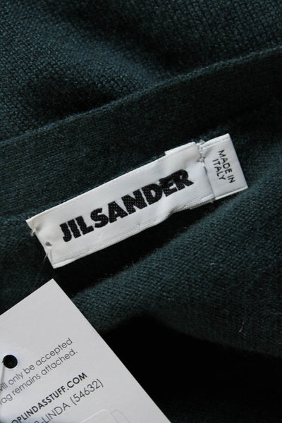 Jil Sander Womens Knit V-Neck Long Sleeve Sweater Top Dark Green Size S