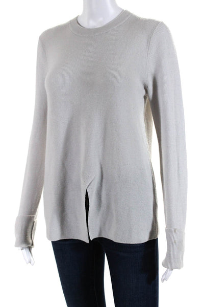 ALC Womens Ribbed Knit Crew Neck Long Sleeve Sweater Top Gray Size M