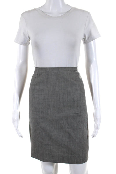Escada Womens Wool Woven Zip Up Mid Rise Knee Length Pencil Skirt Gray Size 36