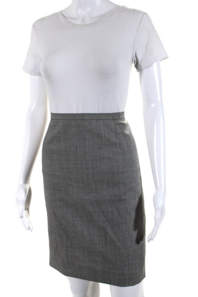 Escada Womens Wool Woven Zip Up Mid Rise Knee Length Pencil Skirt Gray Size 36