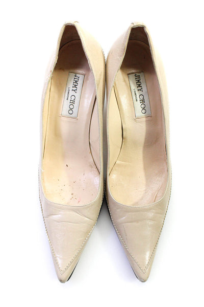Jimmy Choo Womens Leather Pointed Toe High Heels Pumps Beige Size 38 8