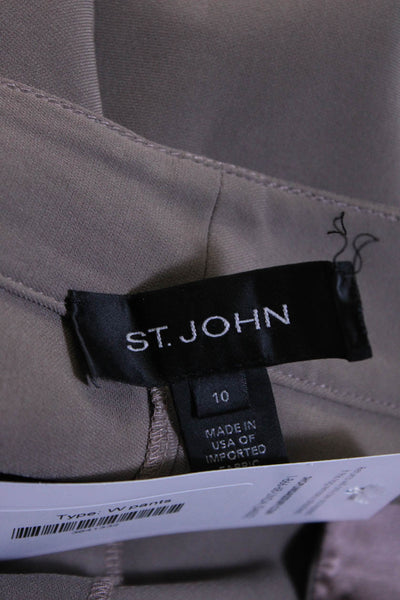 St. John Womens Taupe High Rise Pleated Straight Leg Dress Pants Size 10