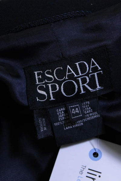 Escada Sport Womens Black Wool Three Button Long Sleeve Blazer Jacket Size 44