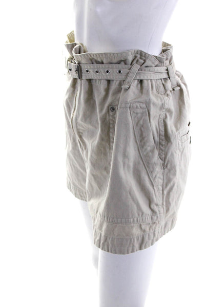 Isabel Marant Etoile Womens Cotton Zip Up High-Rise Parana Shorts Tan Size 34EU