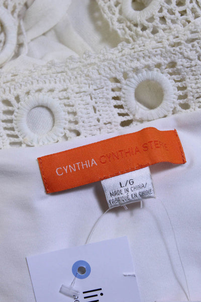 Cynthia Cynthia Steffe Womens Cotton Round Accent Textured Dress White Size L