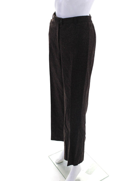 BASLER Womens Wool Buttoned Pleated Straight Leg Dress Pants Brown Size EUR40