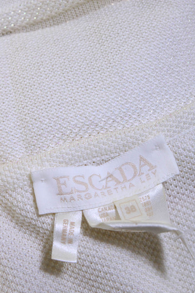 Escada Womens Cotton Glitter Print Sequined Sleeveless Tank Top Cream Size EUR38