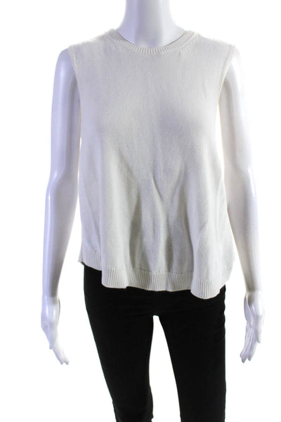 3.1 Phillip Lim Womens Sleeveless Crew Neck Knit High Low Top White Size XS