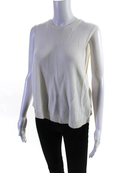 3.1 Phillip Lim Womens Sleeveless Crew Neck Knit High Low Top White Size XS