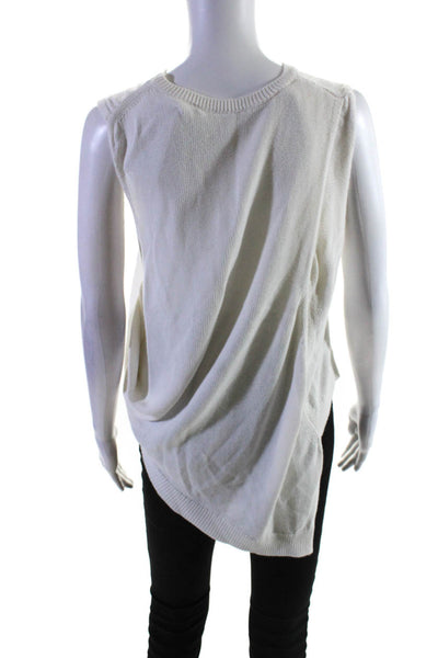 3.1 Phillip Lim Womens Sleeveless Crew Neck Knit High Low Top White Size XS