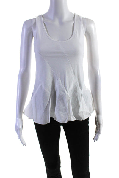 Derek Lam 10 Crosby Womens Sleeveless Scoop Neck Peplum Top White Cotton Size 0