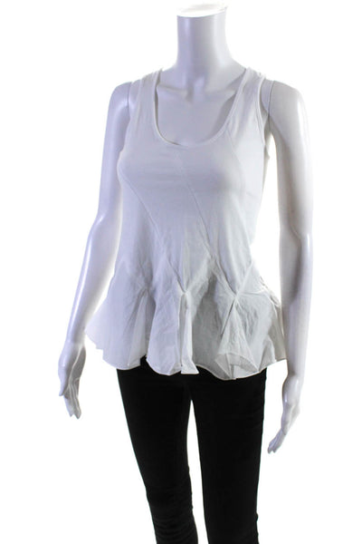 Derek Lam 10 Crosby Womens Sleeveless Scoop Neck Peplum Top White Cotton Size 0