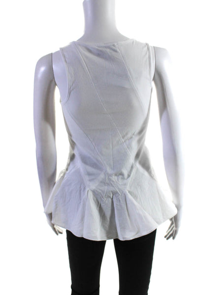 Derek Lam 10 Crosby Womens Sleeveless Scoop Neck Peplum Top White Cotton Size 0