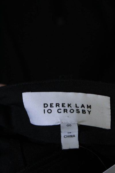 10 Crosby Derek Lam Womens Cotton Woven Mid-Rise Straight Pants Black Size 00