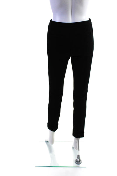 ATM Womens Woven Mid-Rise Folded Hem Skinny Ankle Trousers Pants Black Size 0