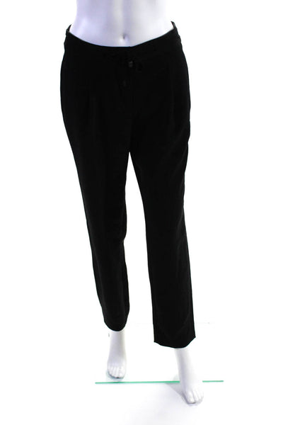 Marccain Womens Woven Mid-Rise Straight Leg Ankle Trousers Pants Black Size 1