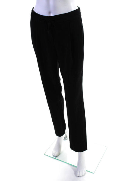 Marccain Womens Woven Mid-Rise Straight Leg Ankle Trousers Pants Black Size 1