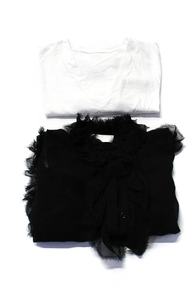 Frame 7 For All Mankind Womens V-Neck Tops Blouses Black White Size XS Lot 2