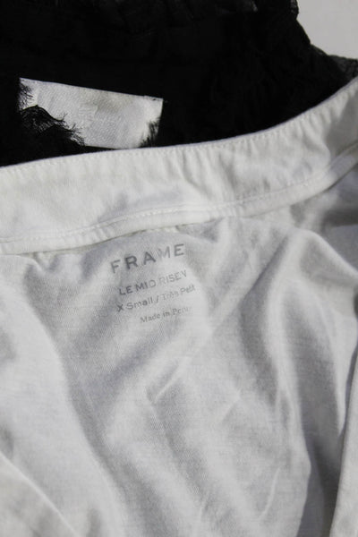 Frame 7 For All Mankind Womens V-Neck Tops Blouses Black White Size XS Lot 2