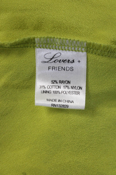 Lovers + Friends Womens Abstract Lace Ruffled Hem Mini Dress Green Size S