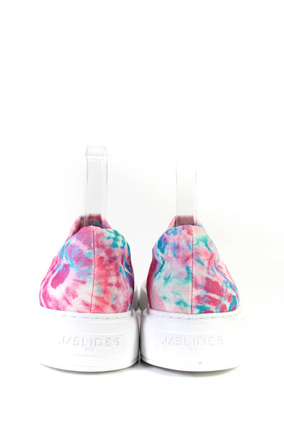 J Slides Womens Slip On Platform Tie Dyed Sneakers Pink White Size 8