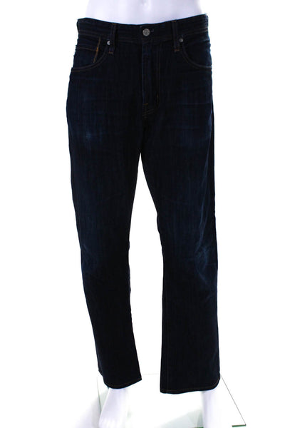AG Adriano Goldschmied Men's Cotton Dark Wash Straight Leg Jeans Blue Size 34