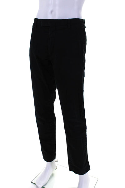 Polo Ralph Lauren Mens Cotton Straight Leg Flat Front Casual Pants Black Size 36