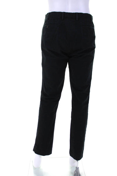 Polo Ralph Lauren Mens Cotton Straight Leg Flat Front Casual Pants Black Size 36
