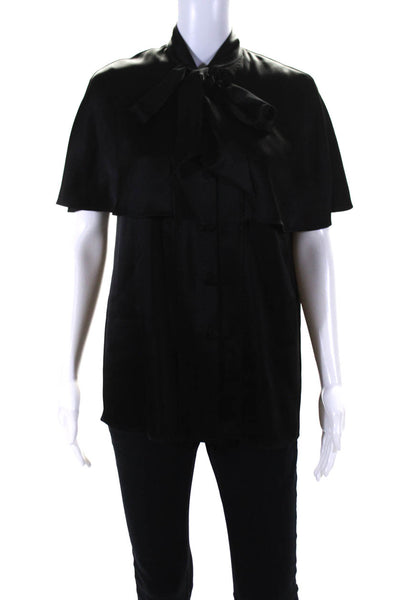 Escada Women's Collar Sleeveless Button Down Blouse Black Size 36