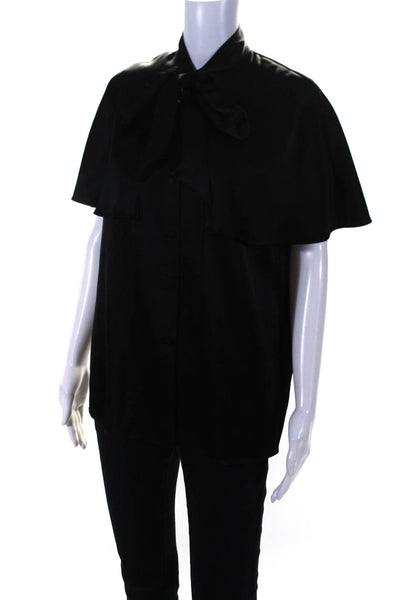 Escada Women's Collar Sleeveless Button Down Blouse Black Size 36