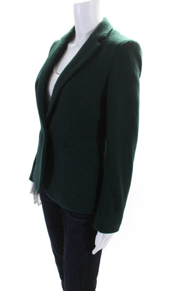 Massimo Dutti Womens Single Button Blazer Jacket Emerald Green Wool Size 6