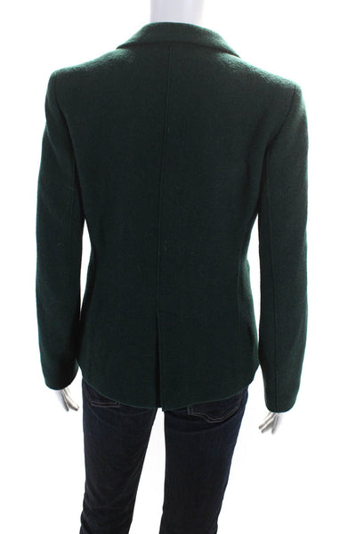 Massimo Dutti Womens Single Button Blazer Jacket Emerald Green Wool Size 6