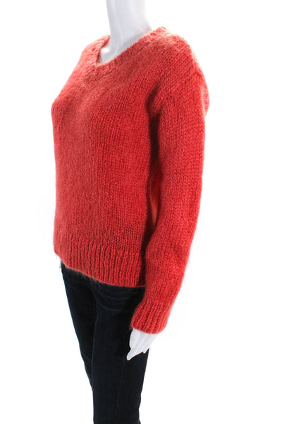 COS Womens Long Sleeve V Neck Open Crochet Knit Sweater Pink Wool Size XS