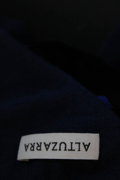 Aquazzura Womens Long Sleeve V Neck Striped Trim Sweater Navy Blue Wool Size XS