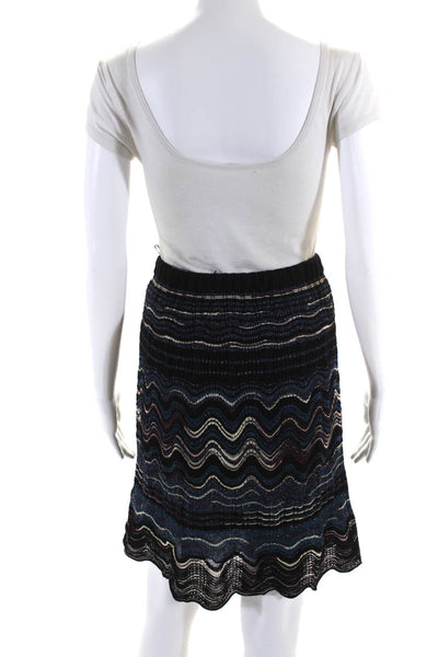 Missoni Women's Wavy Knit Scalloped Hem Skirt Blue Size 2/34