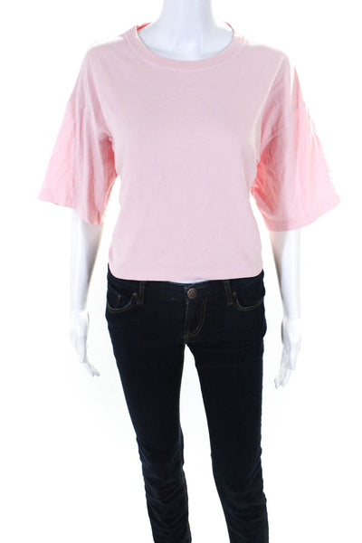 Agolde Womens Short Sleeves Boxy Tee Shirt Pink Cotton Size Small