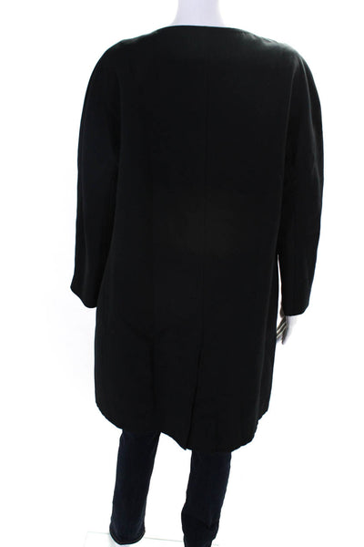 Talbots Womens Button Front 3/4 Sleeve Scoop Neck Coat Black Cotton Size 18