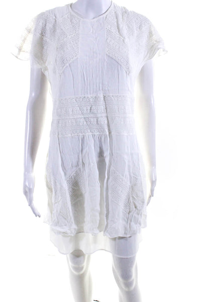 IRO Women's Round Neck Cap Sleeves Mini Dress White Size 38