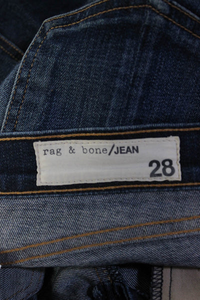Rag & Bone Women's Midrise Distress Medium Wash Skinny Pant Size 28