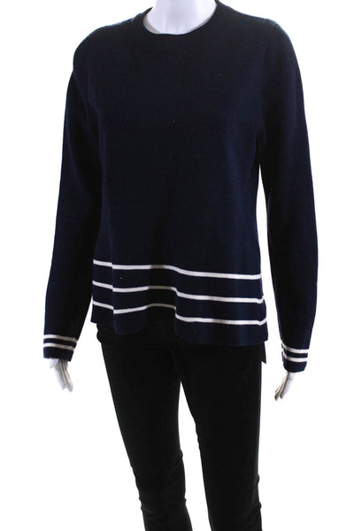Tuckernuck Womens Striped Bottom Sweater Navy Blue White Size Extra Small