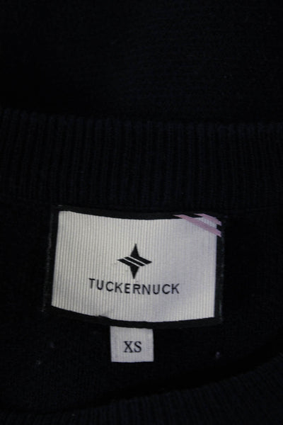 Tuckernuck Womens Striped Bottom Sweater Navy Blue White Size Extra Small